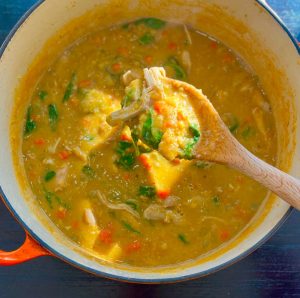 Pulled Chicken Red Lentil Soup